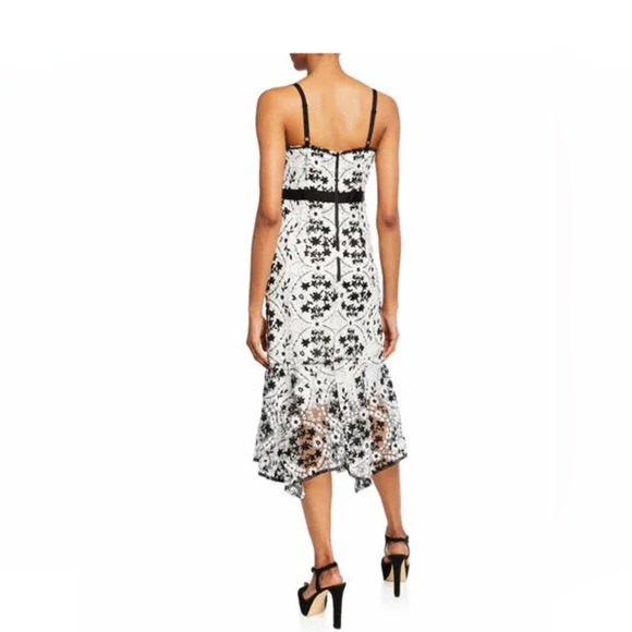 Nanette Lepore Size 2 Black & White Floral Applique Lace Slip Dress - Picture 10 of 11
